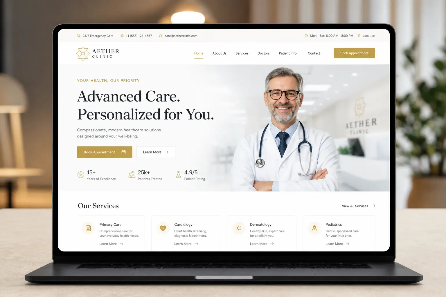 Aether Clinic — Penumbra Digital Studio web tasarım örneği