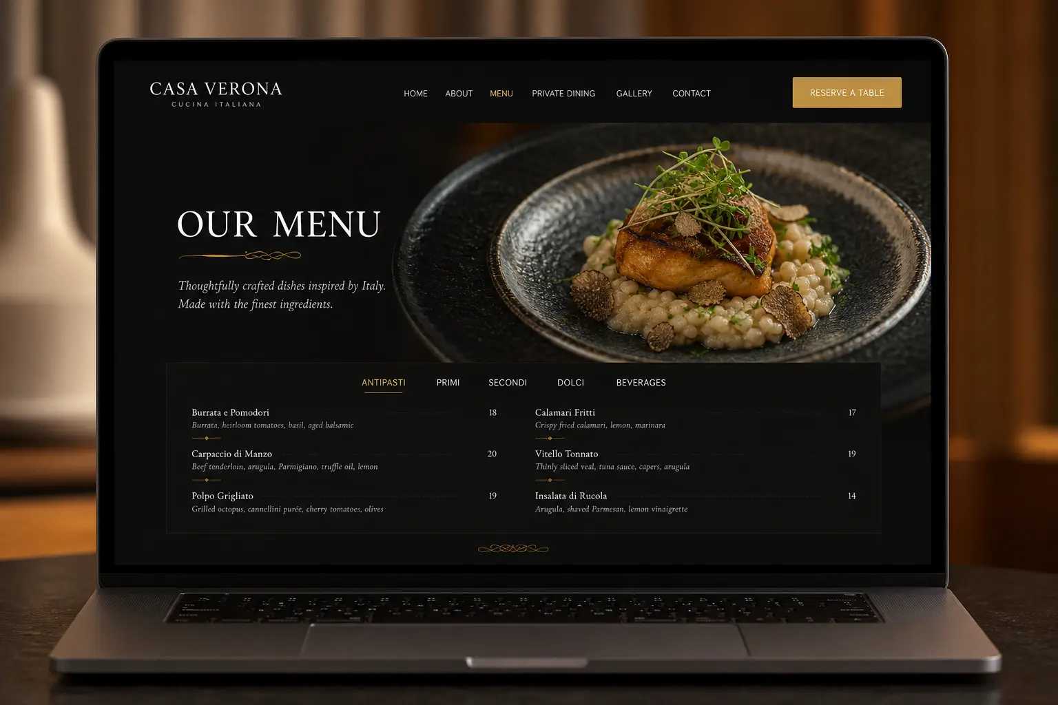 Casa Verona — Penumbra Digital Studio web tasarım örneği
