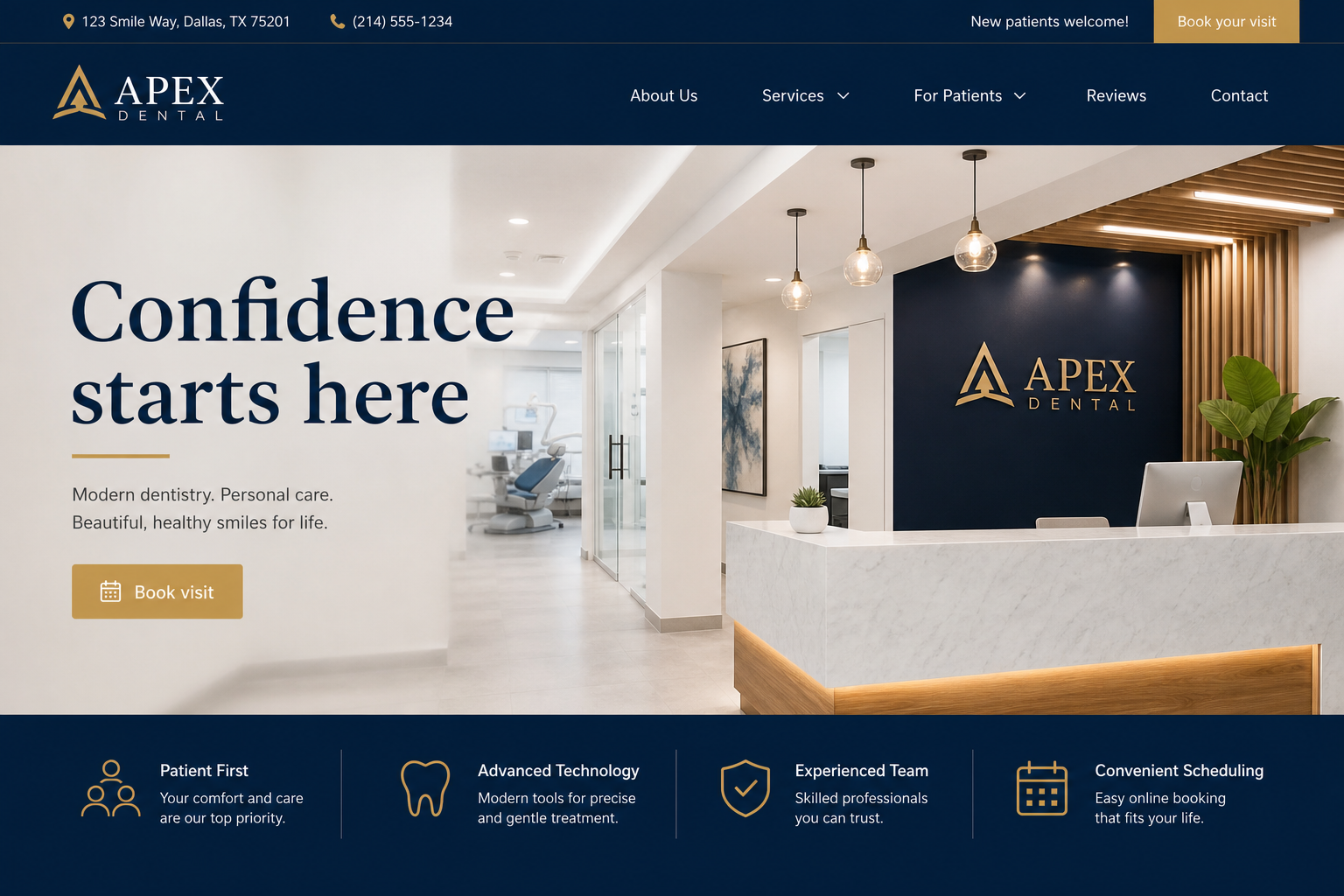 Apex Dental web sitesi ekran görüntüsü