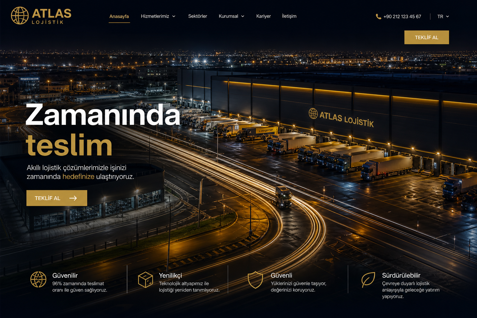 Atlas Lojistik web sitesi ekran görüntüsü