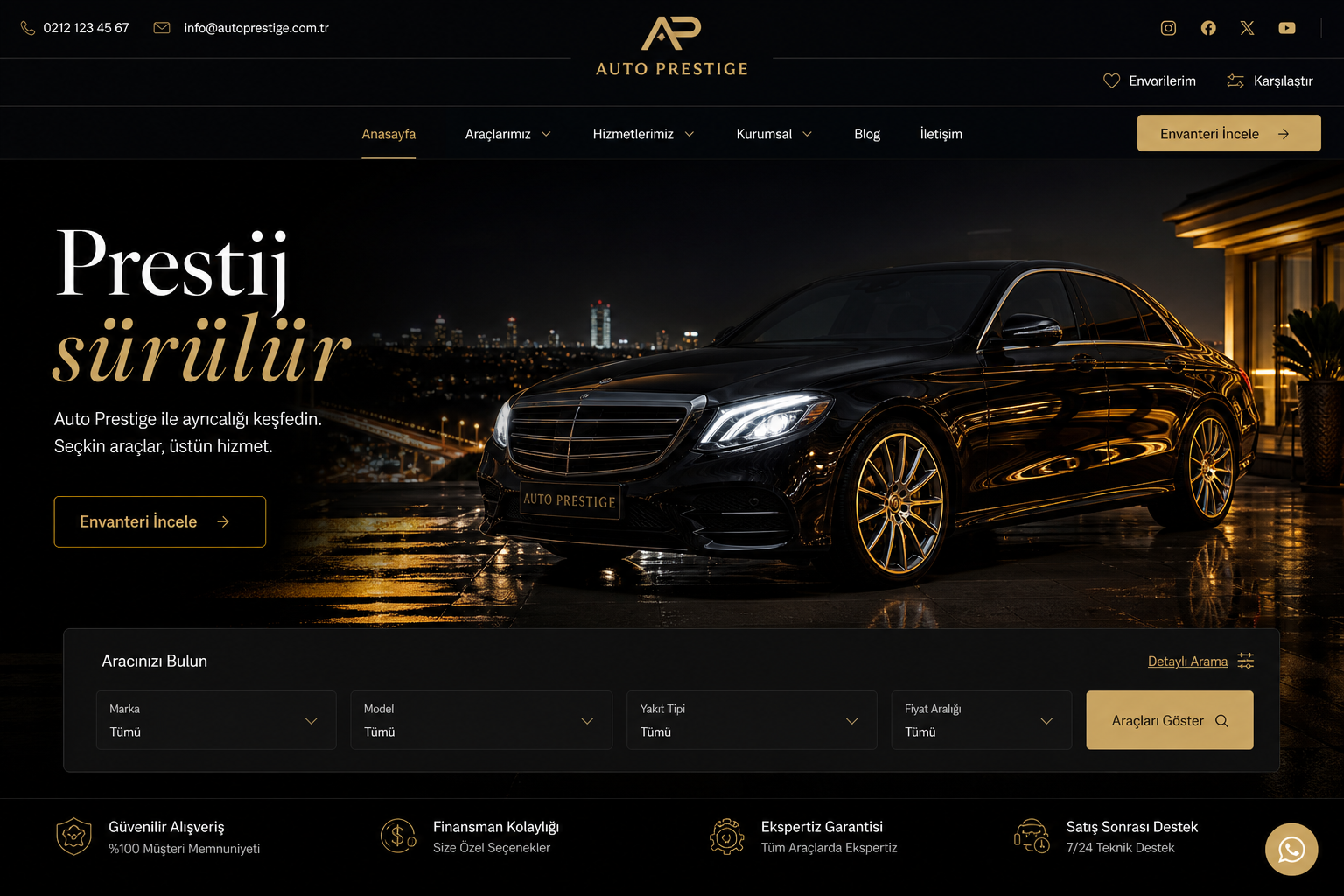 Auto Prestige web sitesi ekran görüntüsü