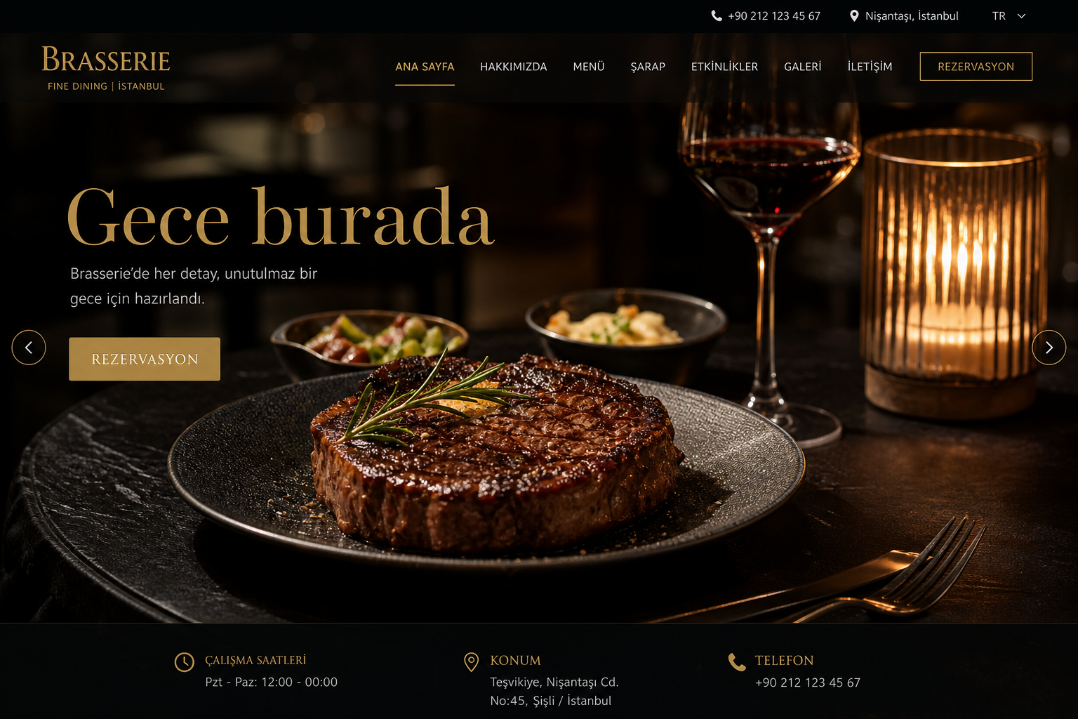 Brasserie web sitesi ekran görüntüsü