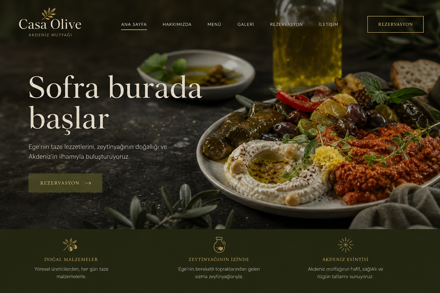 Casa Olive web sitesi ekran görüntüsü