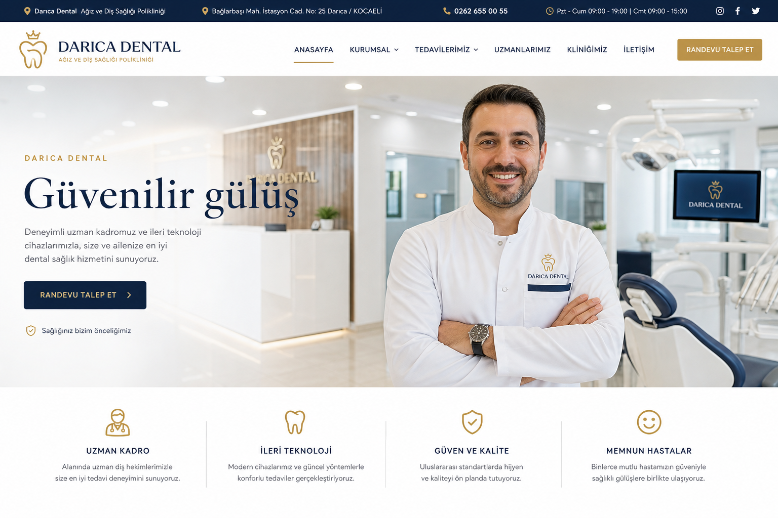 Darıca Dental web sitesi ekran görüntüsü