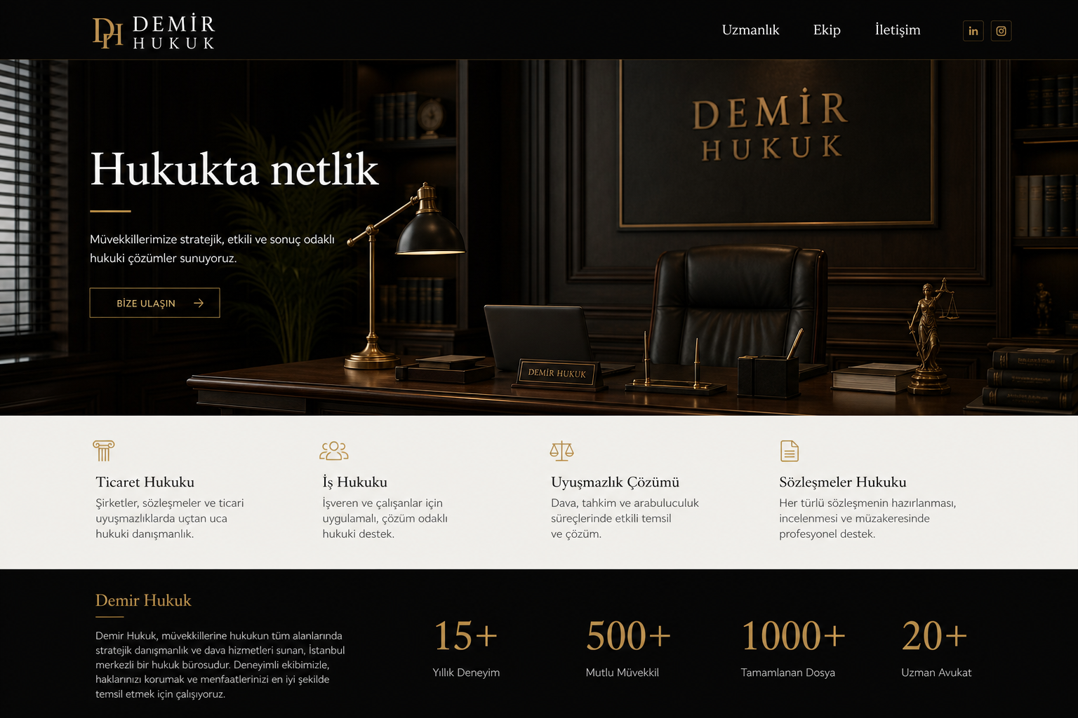Demir Hukuk web sitesi ekran görüntüsü