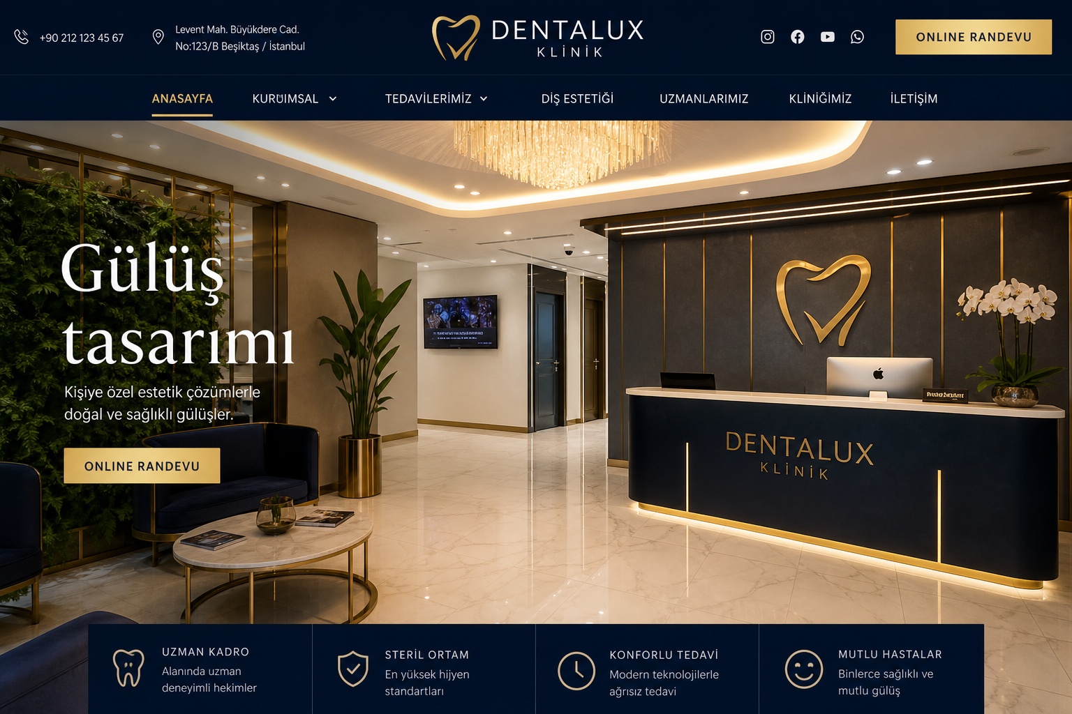 Dentalux Klinik web sitesi ekran görüntüsü