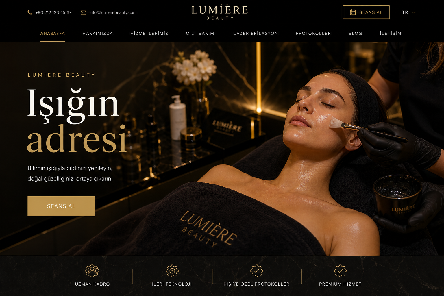 Lumière Beauty web sitesi ekran görüntüsü