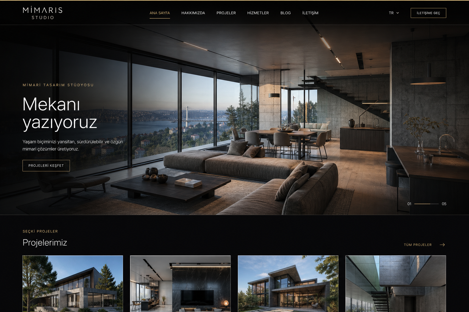 Mimaris Studio web sitesi ekran görüntüsü