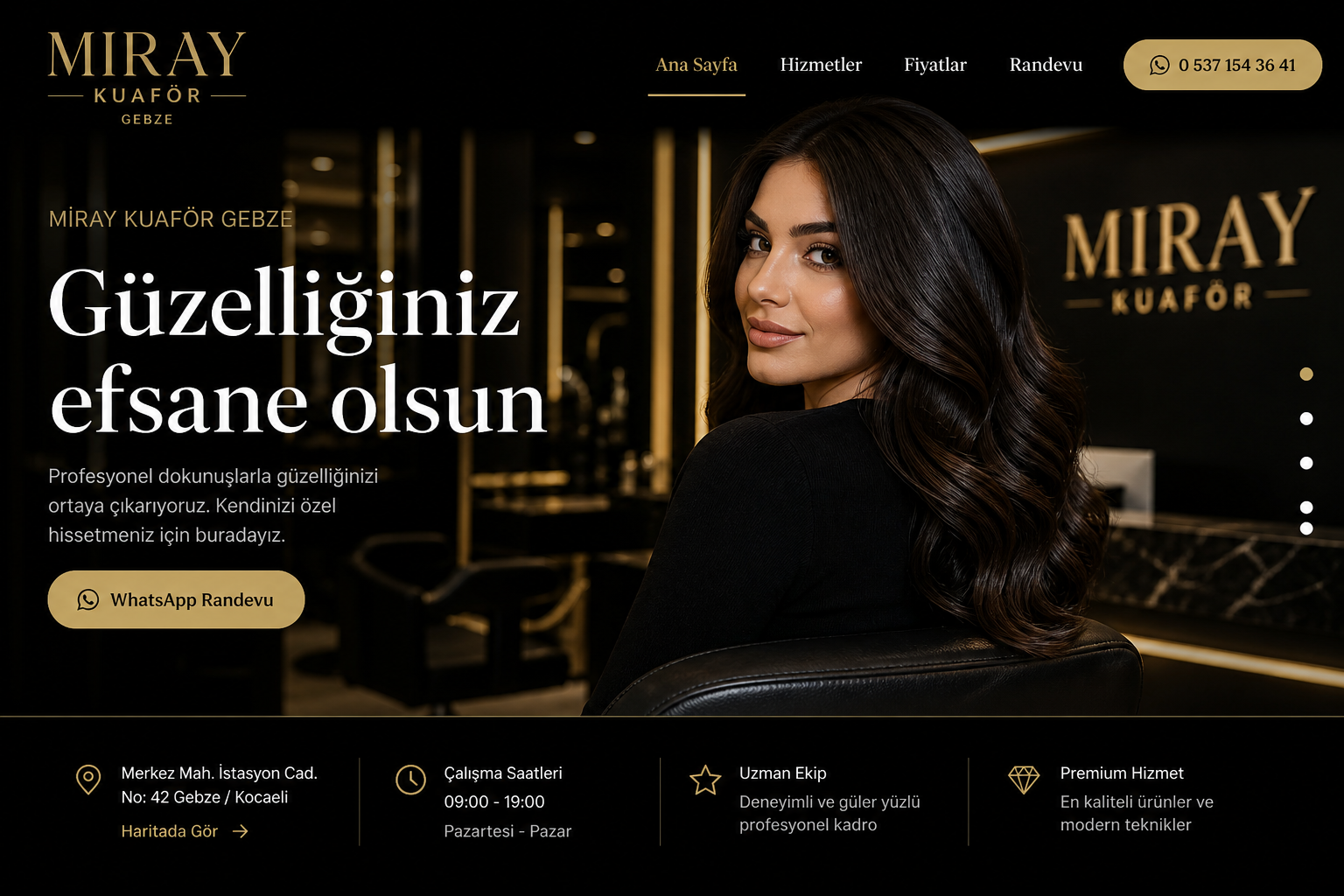 Miray Kuaför web sitesi ekran görüntüsü