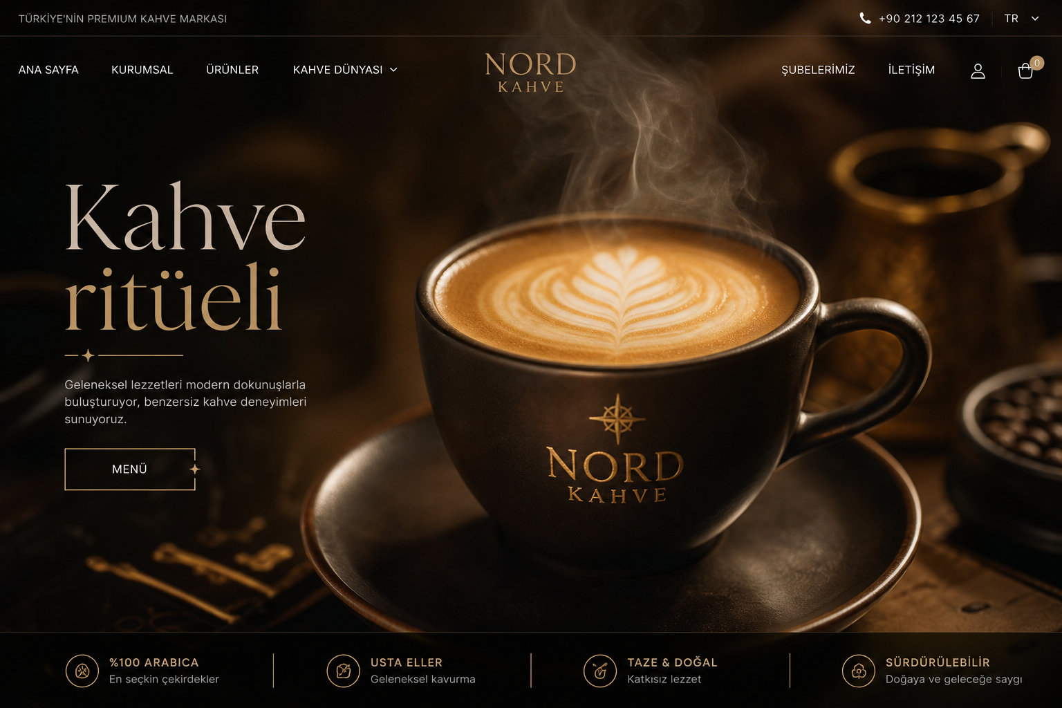 Nord Kahve web sitesi ekran görüntüsü