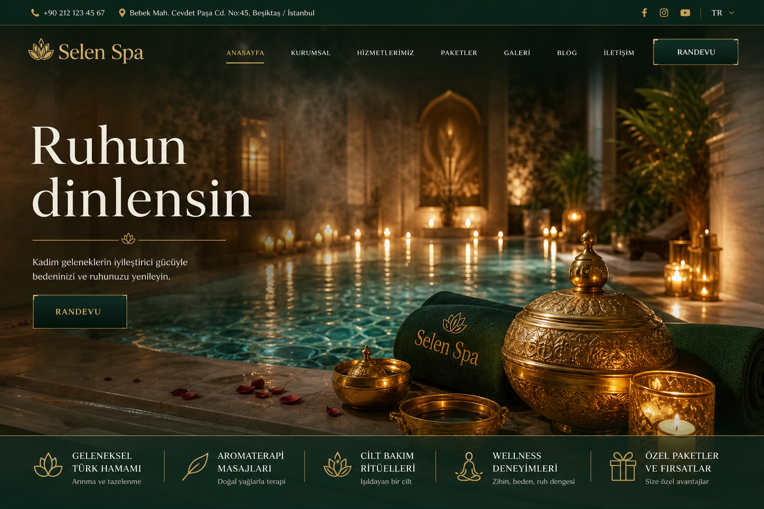 Selen Spa web sitesi ekran görüntüsü