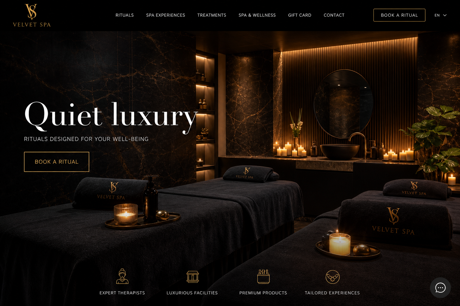Velvet Spa web sitesi ekran görüntüsü